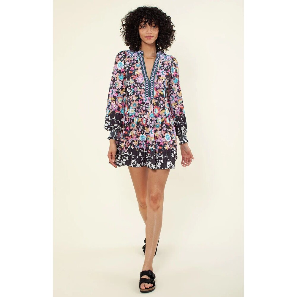 Hale Bob Women's Small Multicolor Floral Long Sleeve Sempronia Jersey Dress